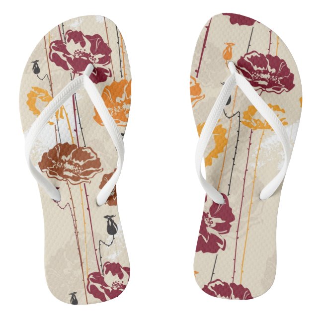 Abstract Elegance floral pattern 4 Flip Flops (Footbed)
