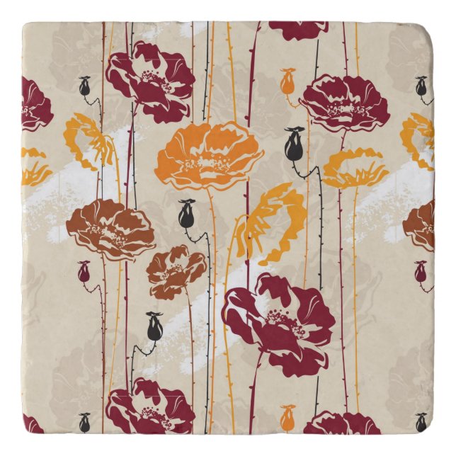 Abstract Elegance floral pattern 4 Trivet (Front)