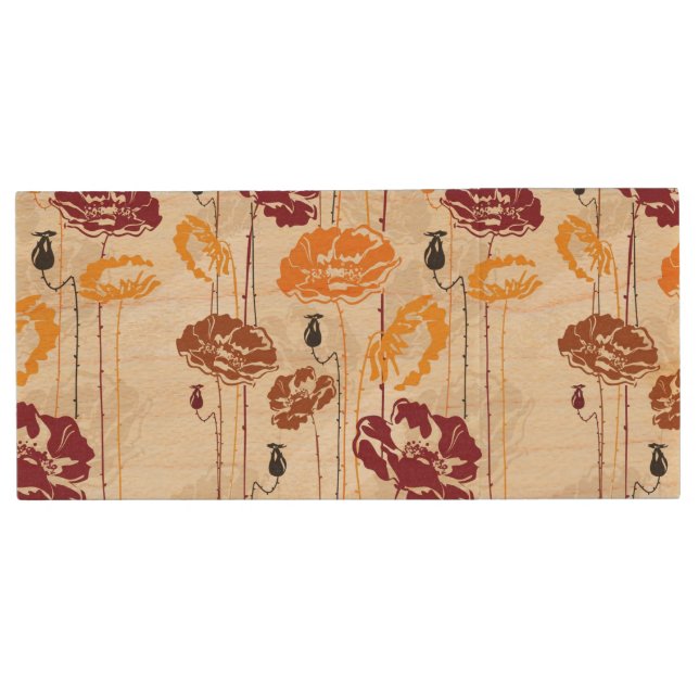 Abstract Elegance floral pattern 4 Wood Flash Drive (Front)