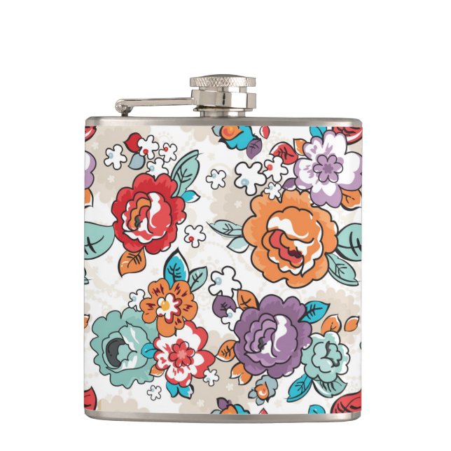 Abstract Elegance floral pattern 5 Flask (Front)