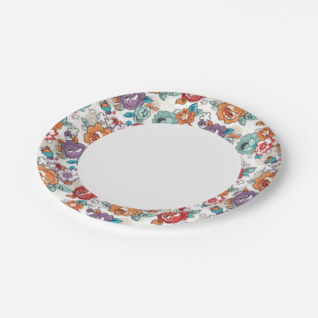 Abstract Elegance floral pattern 5 Paper Plates (Angled)