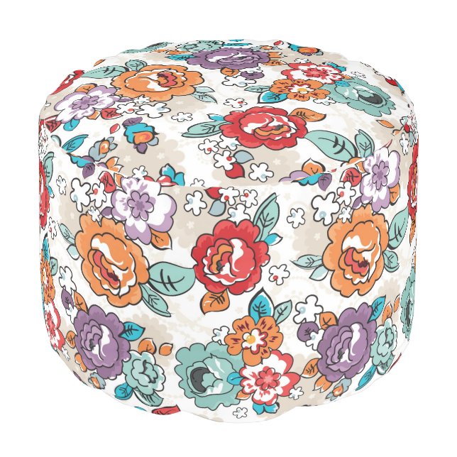 Abstract Elegance floral pattern 5 Pouf (Angled Front)