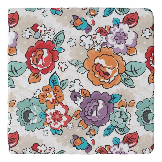 Abstract Elegance floral pattern 5 Trivet (Front)