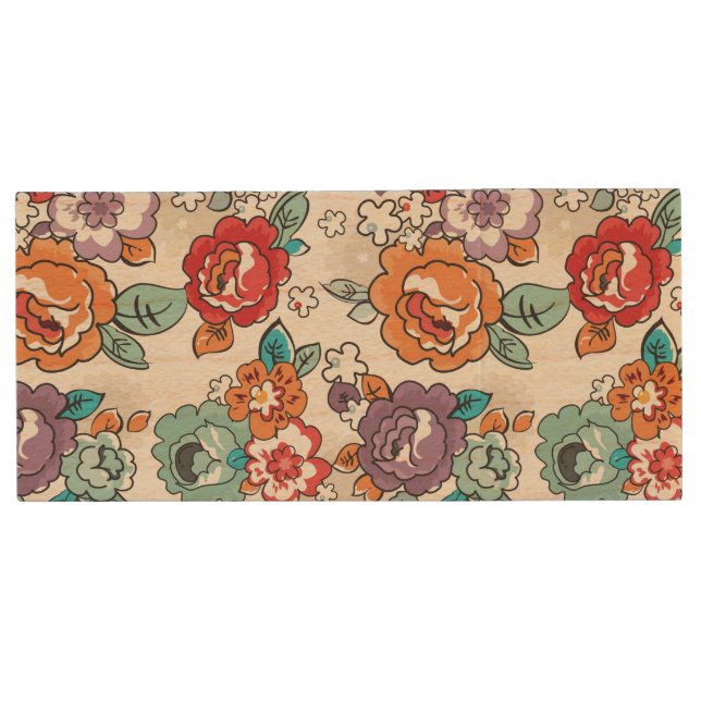Abstract Elegance floral pattern 5 Wood USB Flash Drive (Front)