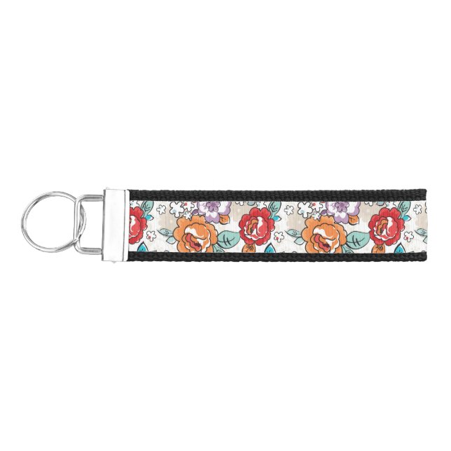 Abstract Elegance floral pattern 5 Wrist Keychain (Keys on Left)