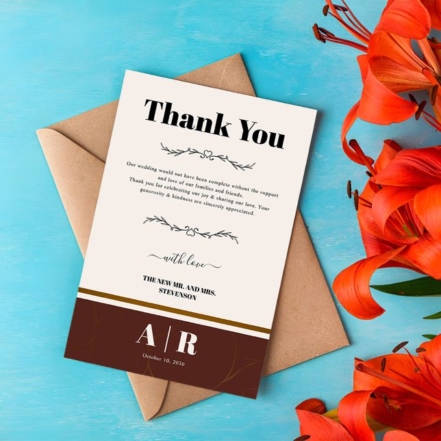 Abstract Elegance Golden Frame Thank You Card (Creator Uploaded)