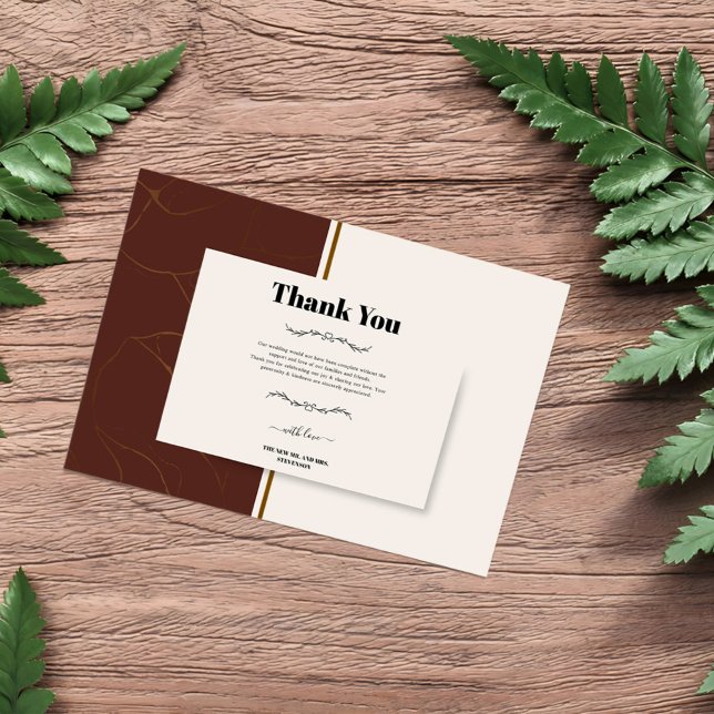 Abstract Elegance Golden Frame Thank You Card (Creator Uploaded)