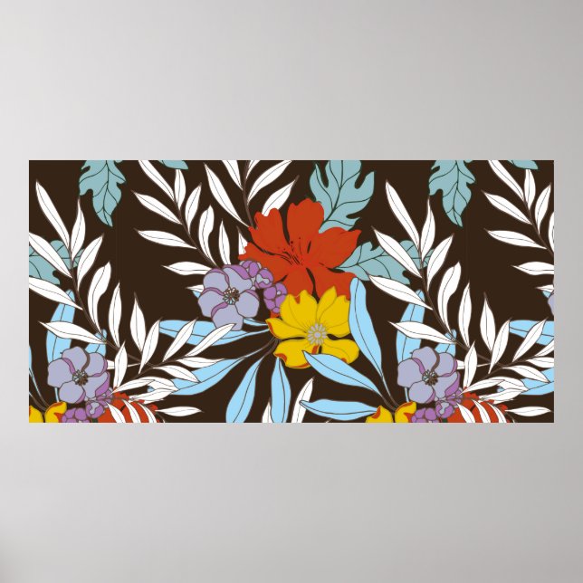 Abstract elegance pattern with floral background. poster (Front)
