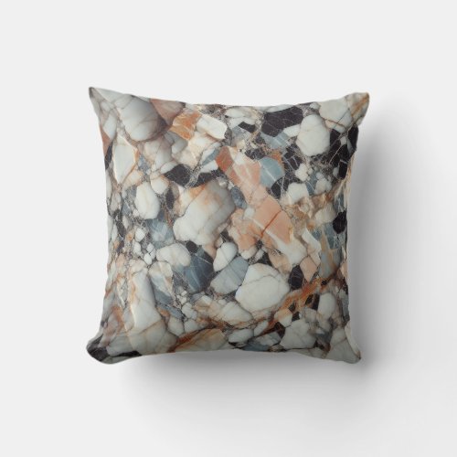 Abstract Elegance The Mosaic of Breccia Marble Throw Pillow