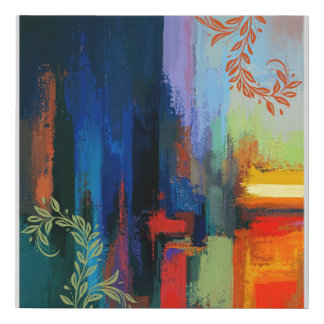 Abstract Elegance – Vibrant Brushstroke Art with B Faux Canvas Print