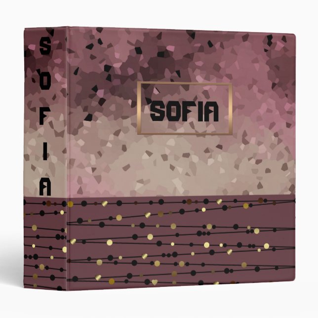 Abstract, elegant, brown 3 ring binder (Front/Spine)