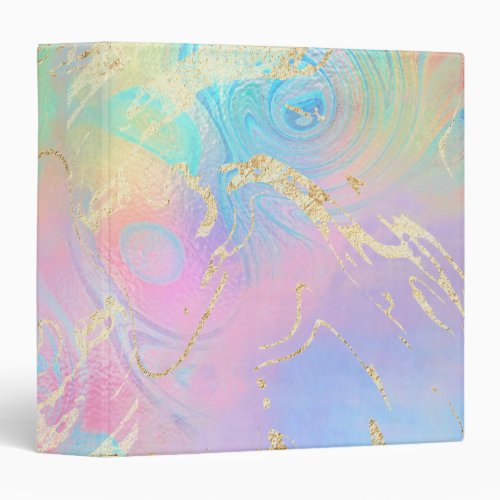 abstract elegant faux foil veins colorful marble 3 ring binder