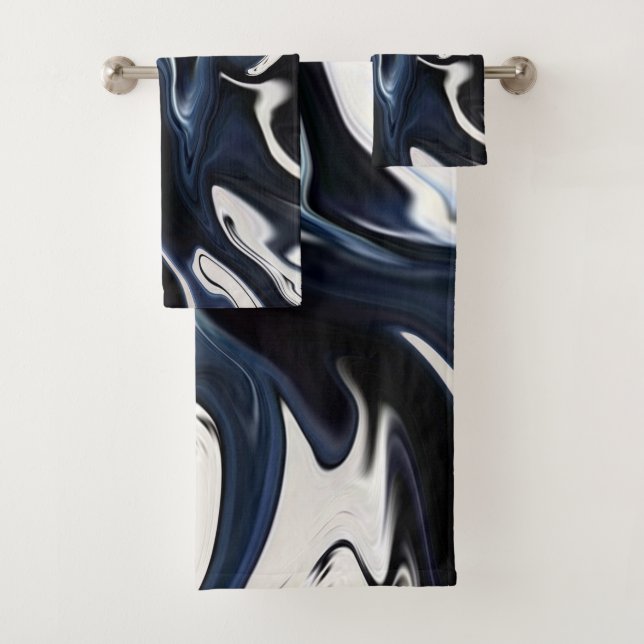 Abstract elegant fluid liquid marble flow texture bath towel set (Insitu)