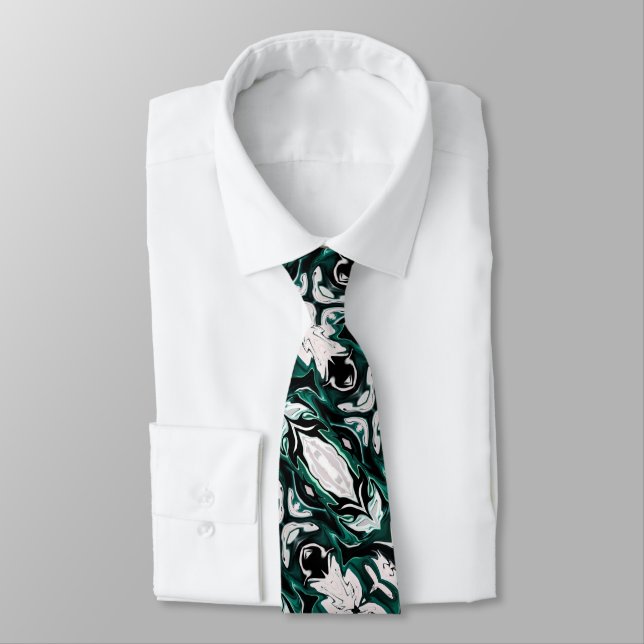 Abstract elegant fluid liquid marble flow texture  neck tie (Tied)