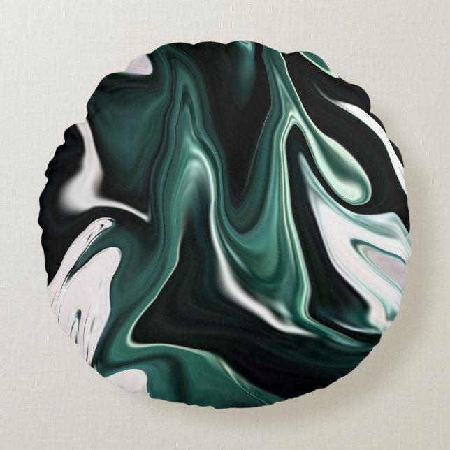Abstract elegant fluid liquid marble flow texture round pillow (Front)