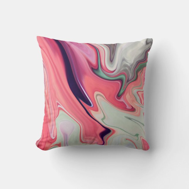 Abstract elegant fluid liquid marble flow texture throw pillow (Front)