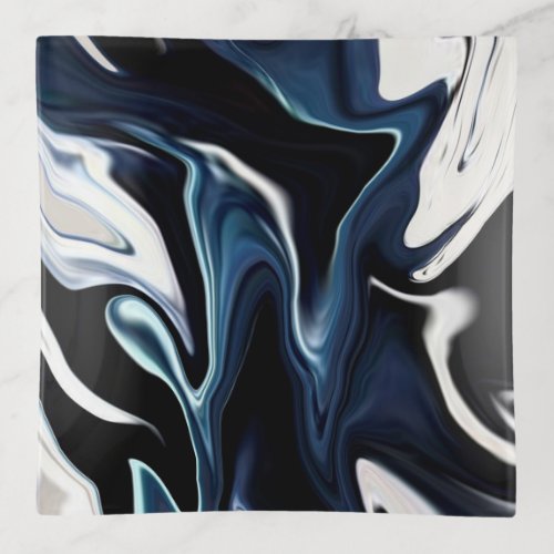Abstract elegant fluid liquid marble flow texture trinket tray