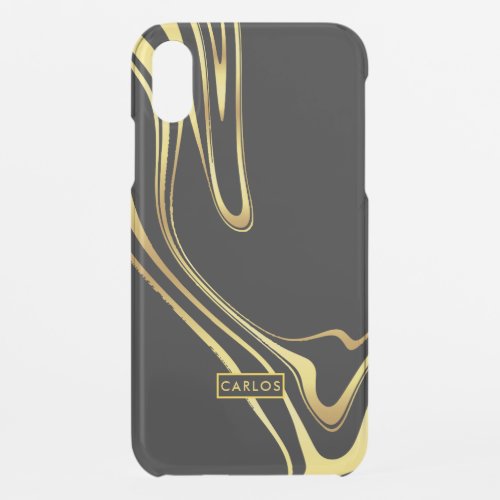 Abstract elegant gold swirls design iPhone XR case
