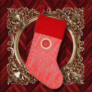 Abstract Elegant Masculine Red Yellow Monogrammed Christmas Stocking