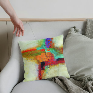 Abstract Elegant mixed Colorful painting pattern Throw Pillow