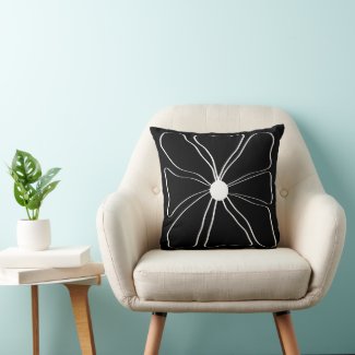Abstract Elegant Modern Flower Art White on Black