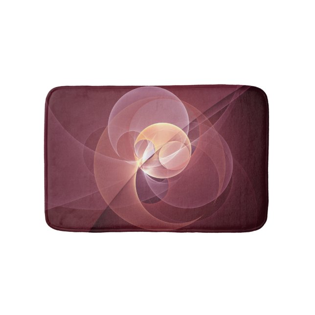 Abstract Elegant Modern Wine Red Fractal Art Bath Mat (Front)
