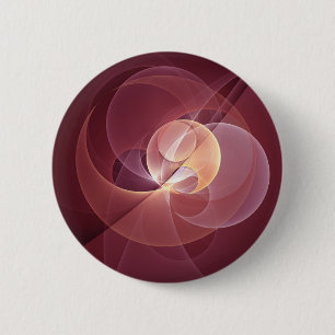 Abstract Elegant Modern Wine Red Fractal Art Button