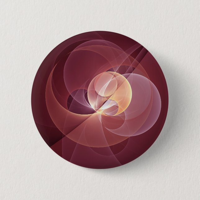 Abstract Elegant Modern Wine Red Fractal Art Button (Front)