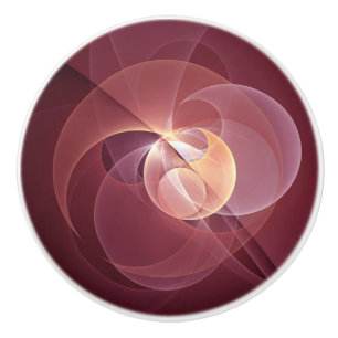 Abstract Elegant Modern Wine Red Fractal Art Ceramic Knob