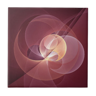 Abstract Elegant Modern Wine Red Fractal Art Ceramic Tile