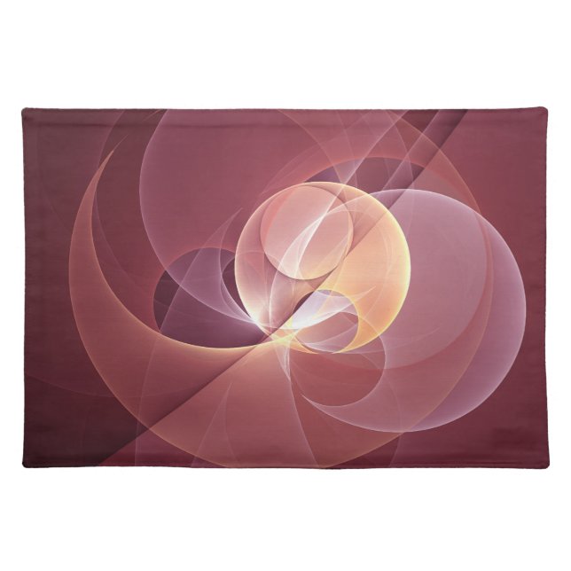Abstract Elegant Modern Wine Red Fractal Art Cloth Placemat (Front)