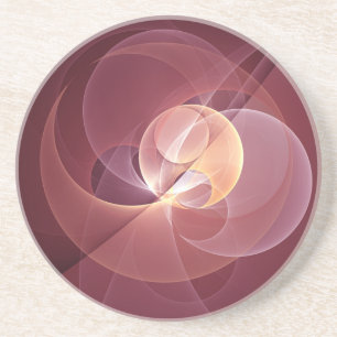 Abstract Elegant Modern Wine Red Fractal Art Coaster