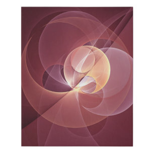 Abstract Elegant Modern Wine Red Fractal Art Faux Canvas Print