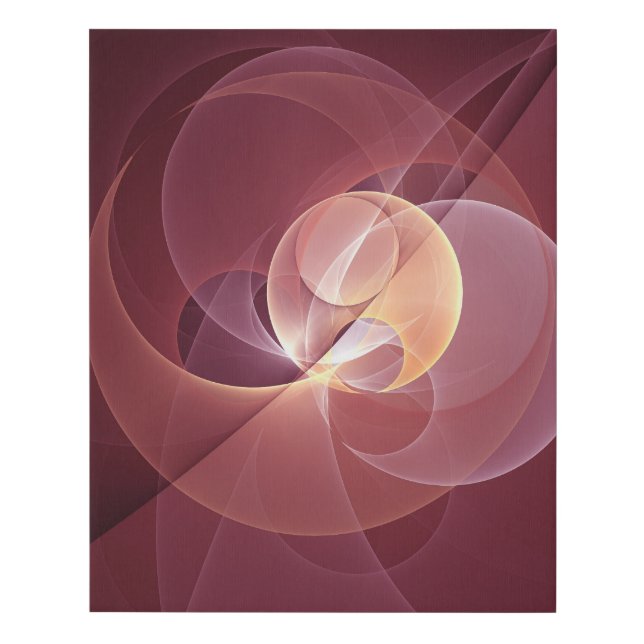 Abstract Elegant Modern Wine Red Fractal Art Faux Canvas Print (Front)