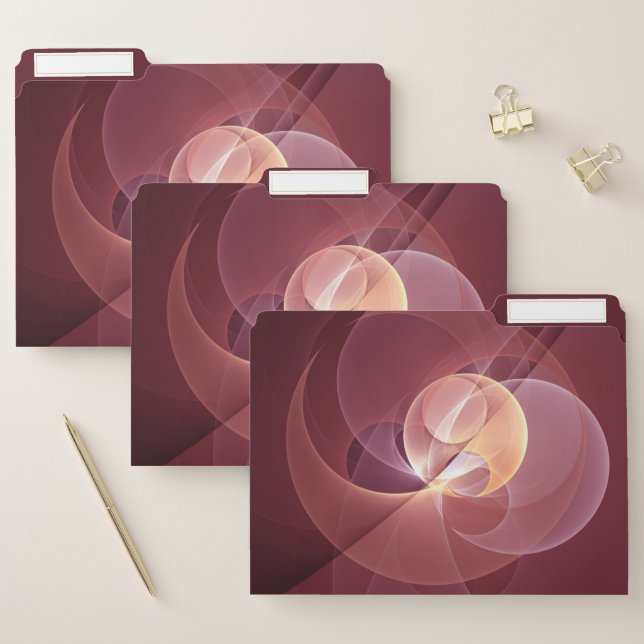 Abstract Elegant Modern Wine Red Fractal Art File Folder (Set)