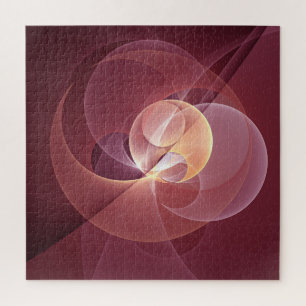 Abstract Elegant Modern Wine Red Fractal Art Jigsaw Puzzle