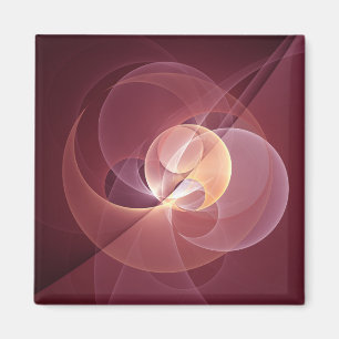 Abstract Elegant Modern Wine Red Fractal Art Magnet