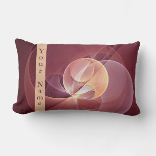 Abstract Elegant Modern Wine Red Fractal Art Name Lumbar Pillow