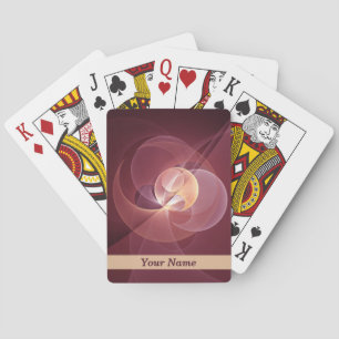 Abstract Elegant Modern Wine Red Fractal Art Name Poker Cards