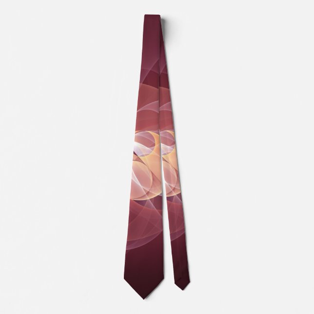 Abstract Elegant Modern Wine Red Fractal Art Neck Tie (Front)