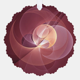 Abstract Elegant Modern Wine Red Fractal Art Ornament Card