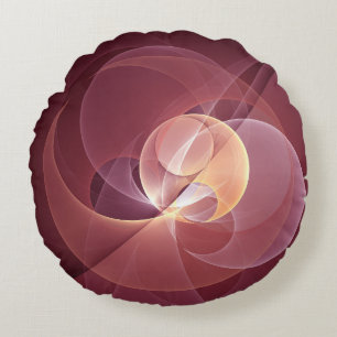 Abstract Elegant Modern Wine Red Fractal Art Round Pillow