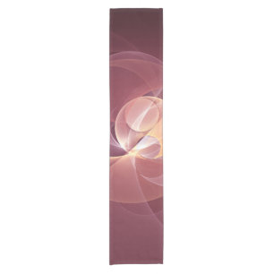 Abstract Elegant Modern Wine Red Fractal Art Short Table Runner