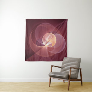 Abstract Elegant Modern Wine Red Fractal Art Tapestry