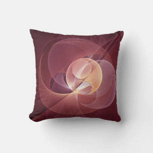 Abstract Elegant Modern Wine Red Fractal Art Throw Pillow