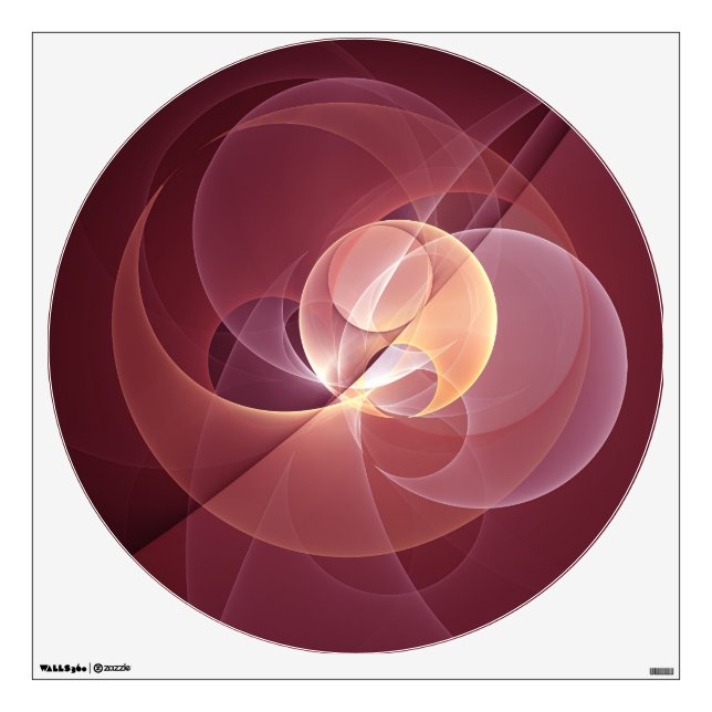 Abstract Elegant Modern Wine Red Fractal Art Wall Decal (Front)