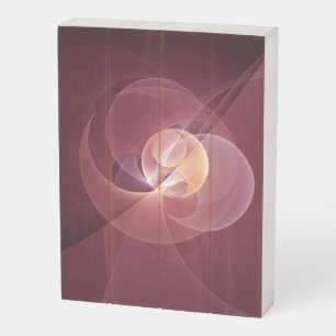 Abstract Elegant Modern Wine Red Fractal Art Wooden Box Sign