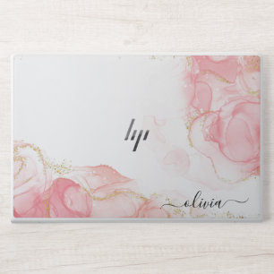 Abstract Elegant Ombre Marble monogram name, HP Laptop Skin