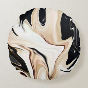 Abstract elegant retro colors digital fluid textur round pillow