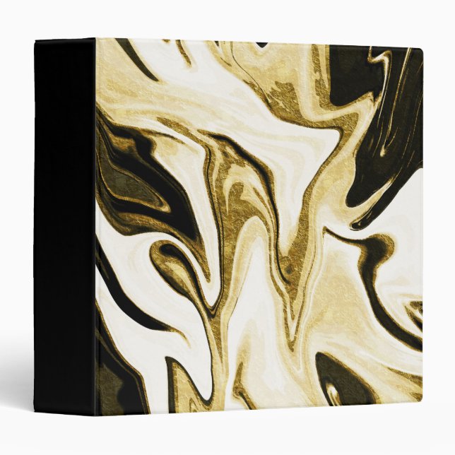 Abstract elegant retro digital fluid liquid marble 3 ring binder (Front/Spine)